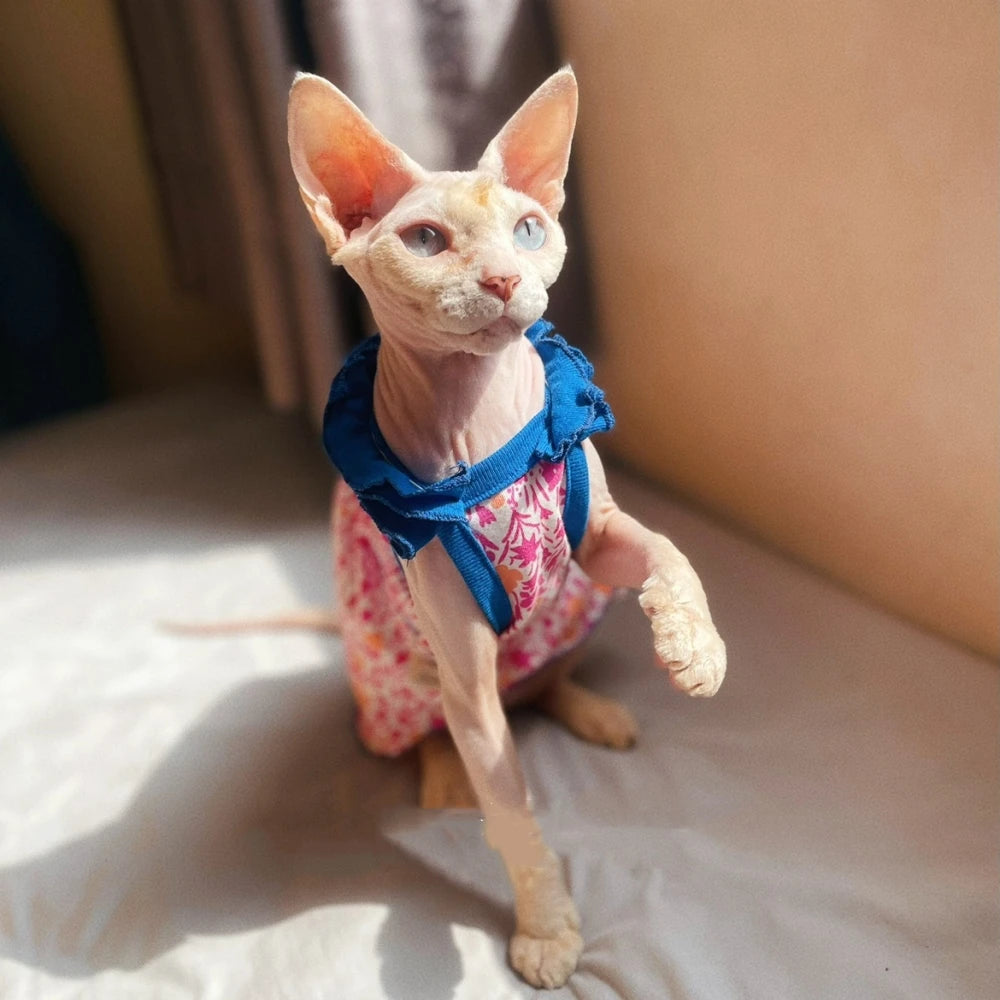 Soft Floral Dress for Sphynx Cats | Comfortable Spring Vest