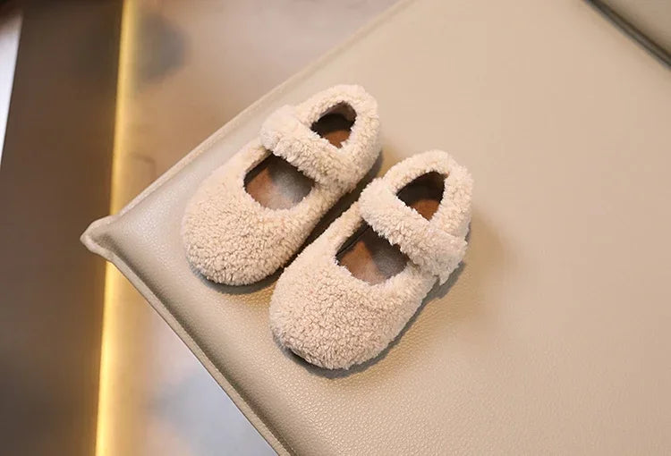 Cozy Velvet Mary Janes for Kids | Warm Plush Toe Winter Shoes