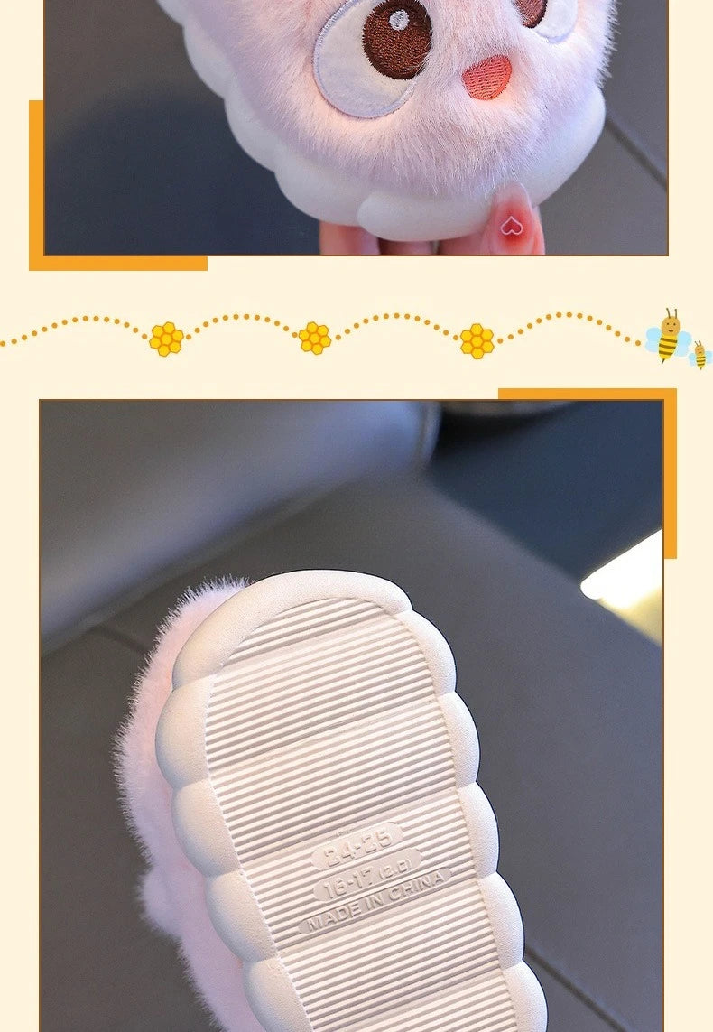 Children's Winter Cotton Slippers | Warm Rabbit Ear Indoor Shoes