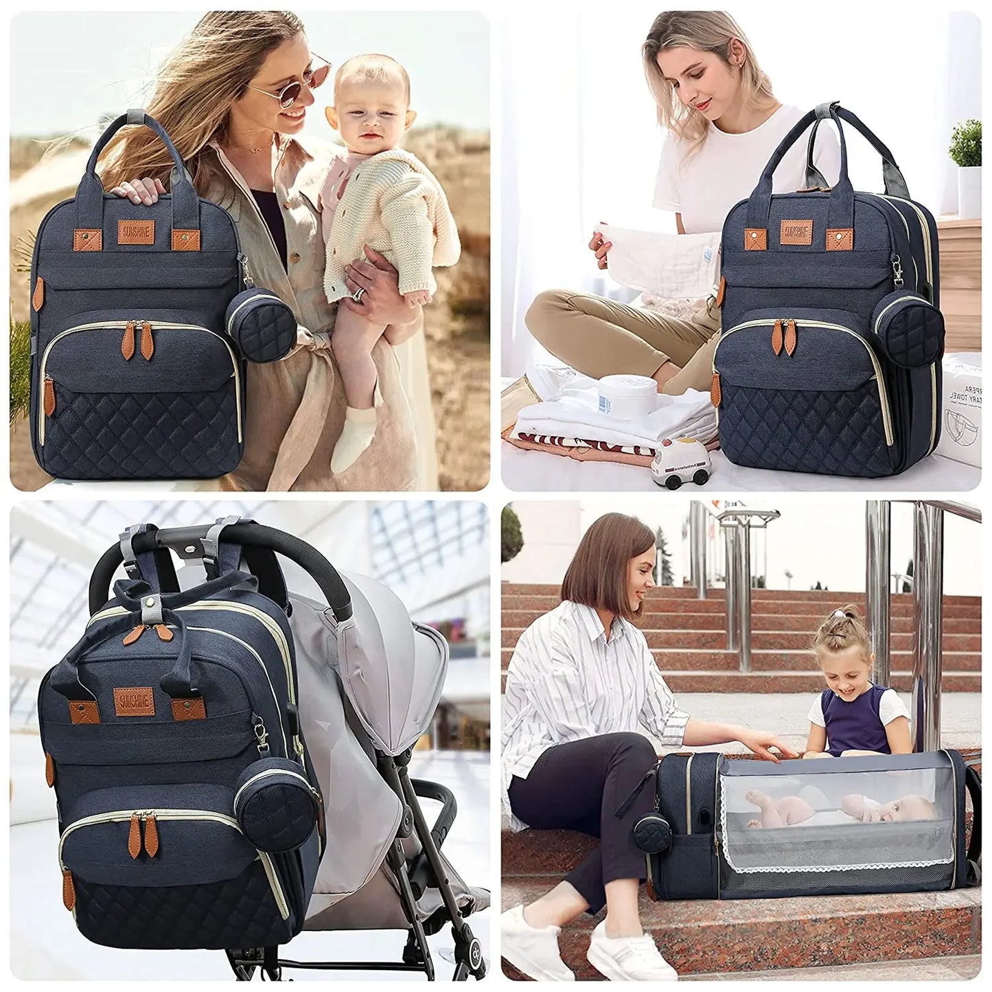 3 In 1 Diaper Bag Backpack | Waterproof & USB Charging