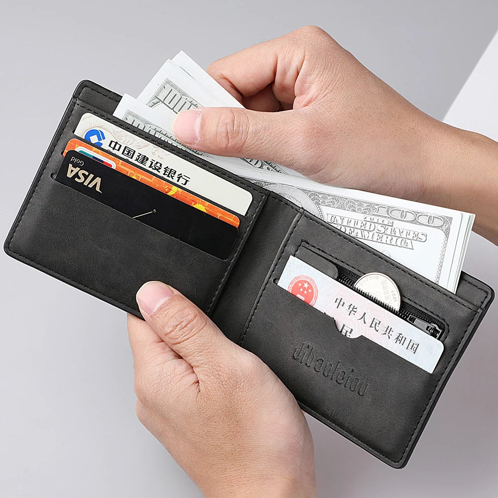 Men's Mini Short Wallet with Multi-Card Slots | Casual Double Fold Design