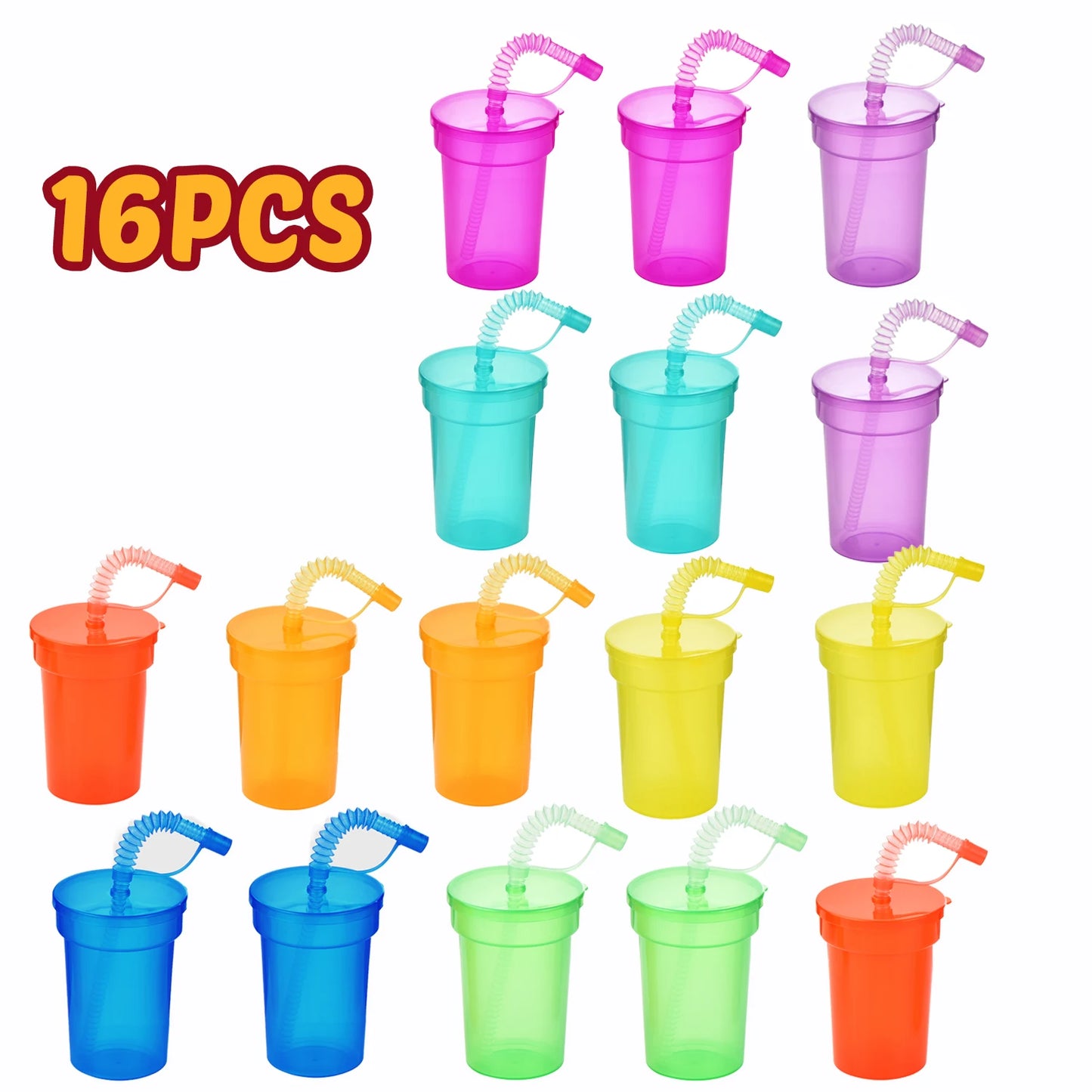 Colorful Kids Drinking Cups with Straws | Leak-Proof Tumblers