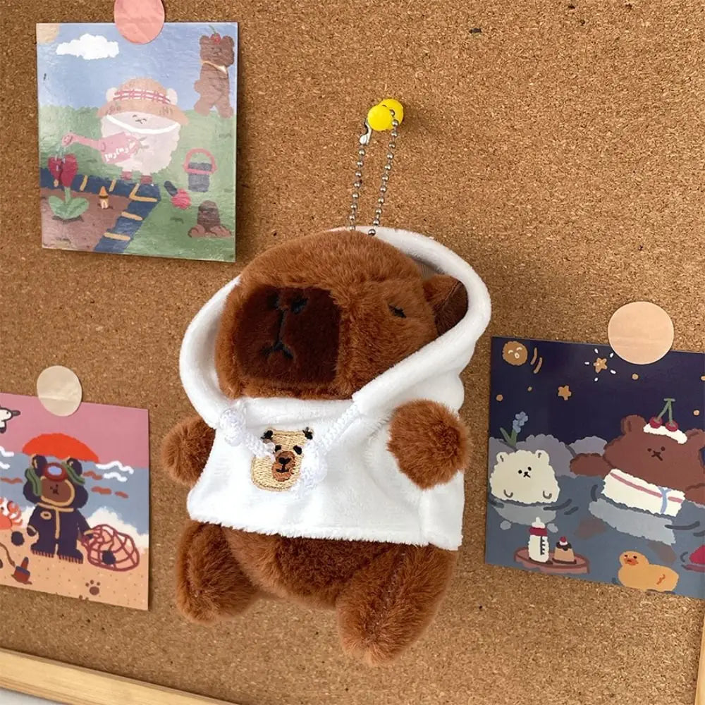 Capybara Plush Toy with Hoodie Wings Small Stuffed Animal Keychain Doll