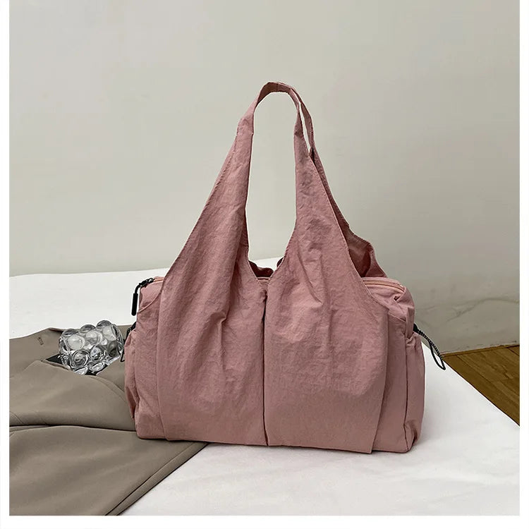 Bolso de mano de tela arrugada, moderno y cómodo para mujer