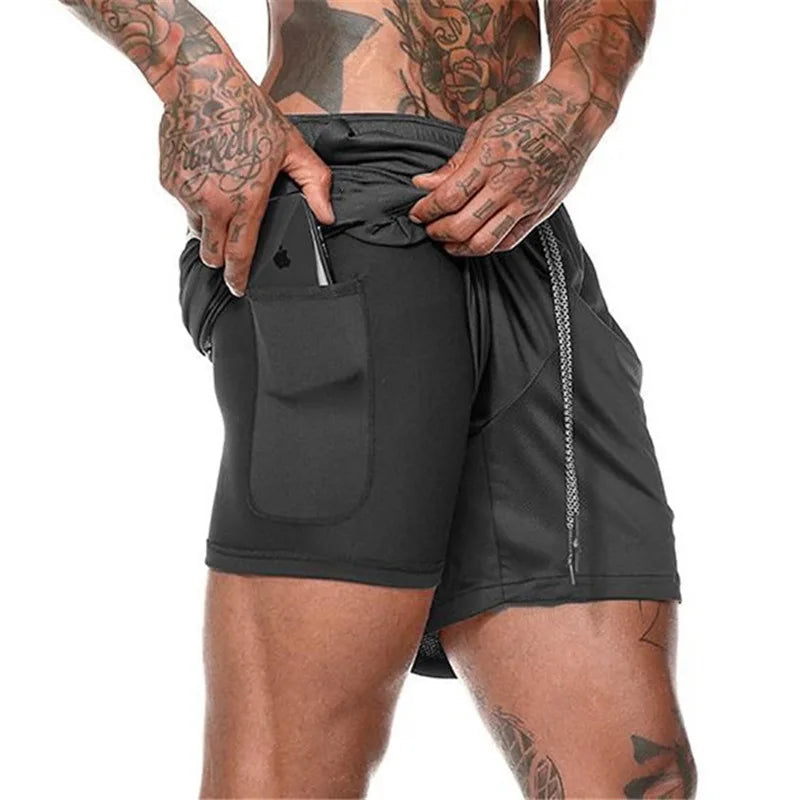 Men's 2 in 1 Compression Shorts | Quick Dry Gym & Running Shorts