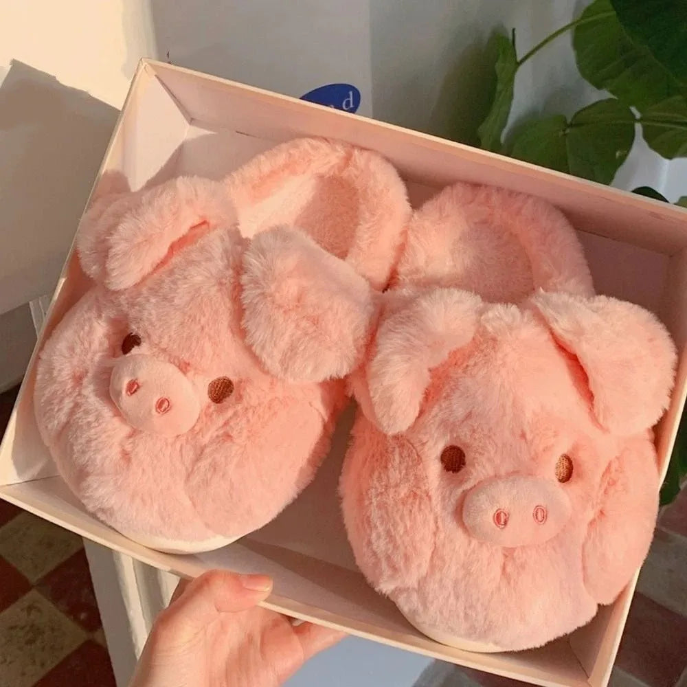 Cute Pig Plush Slippers for Kids | Adorable Winter Indoor Shoes