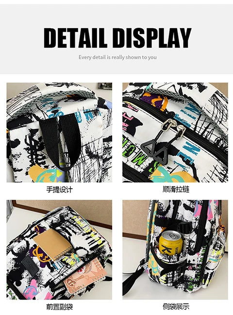 Trendy Personalized Graffiti Japanese Backpack | Large Capacity Book Bag