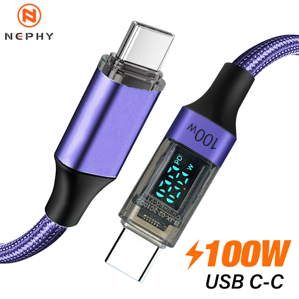 USB Type C to C Fast Charging Data Cable - 100W PD Support