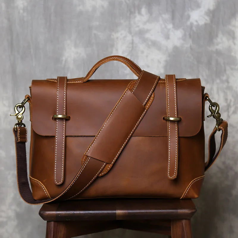 Retro Leather Commuter Handbag | Stylish & Versatile Bag for Men