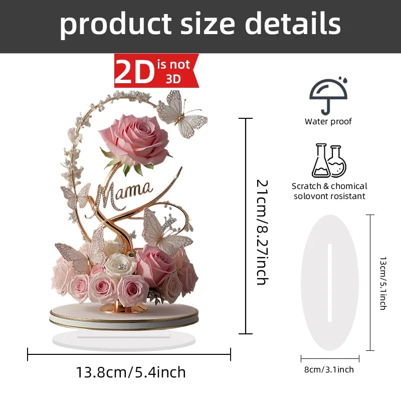 8-inch Flat Acrylic Rose Stand | Perfect Gift for Mom