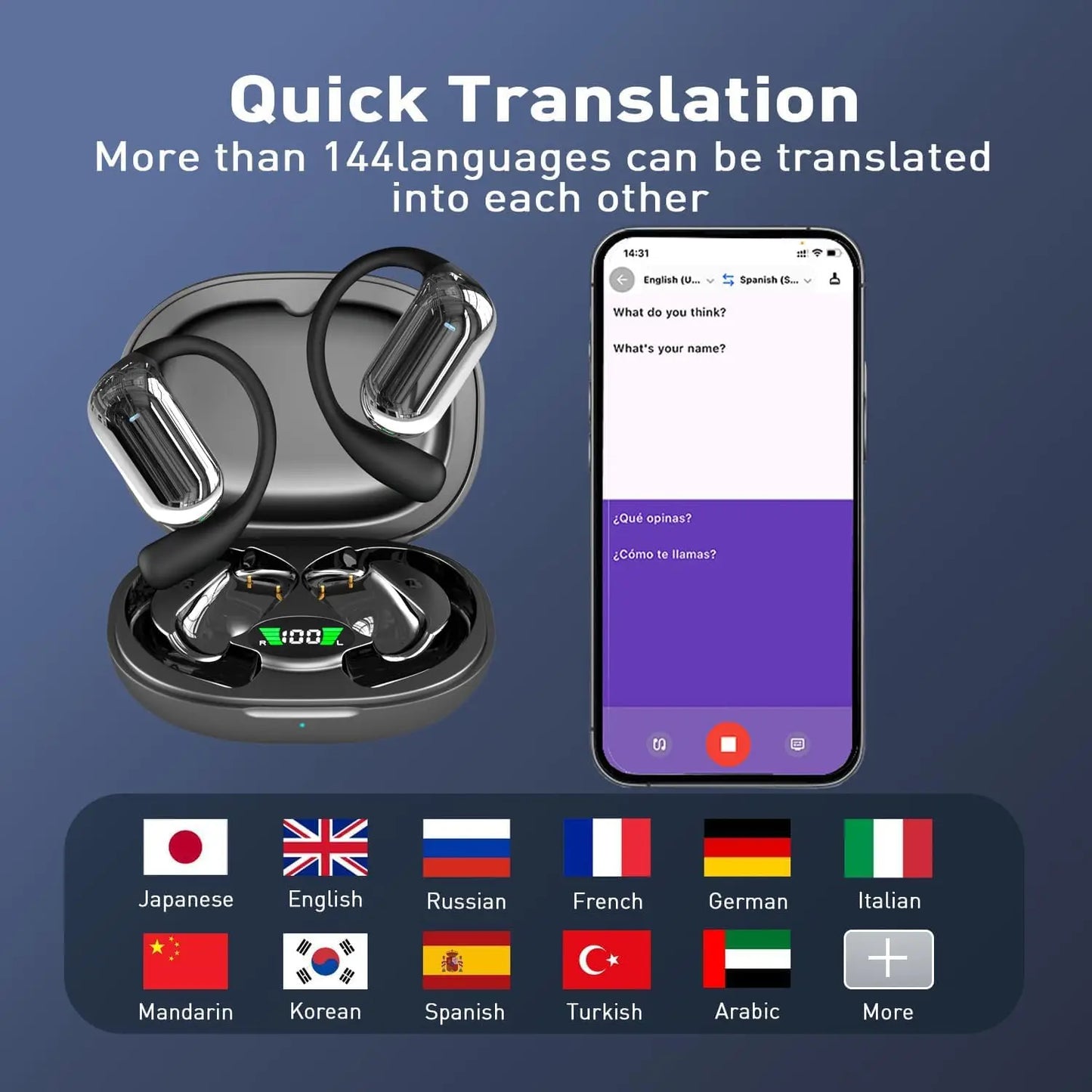 AI Language Translation Earbuds | Smart Translator Headphones