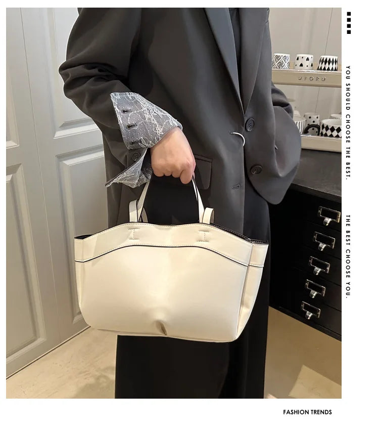 Trendy Women's Large Capacity PU Leather Tote & Crossbody Bag