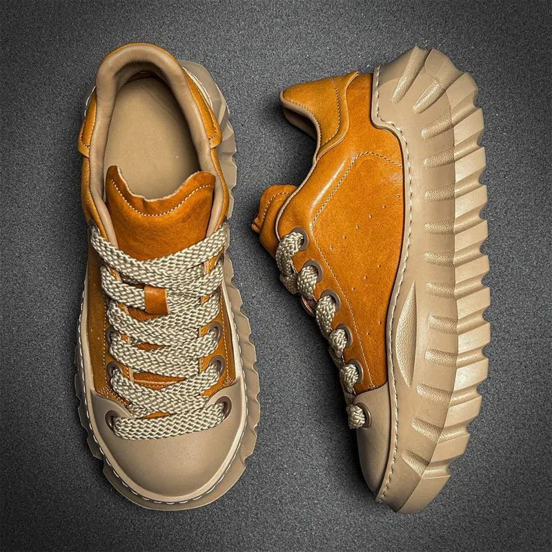 Retro Luxury Leather Men's Casual Platform Sneakers
