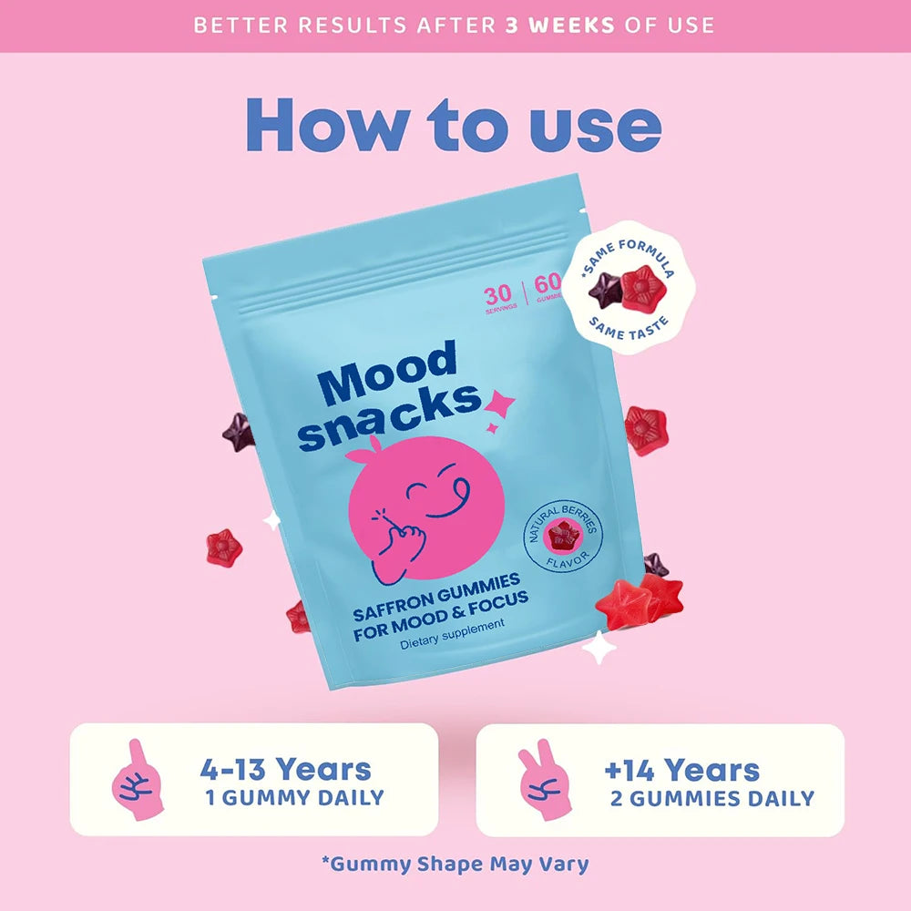 Kids Saffron Gummies for Mood Support | Sugar-Free Berry Treats
