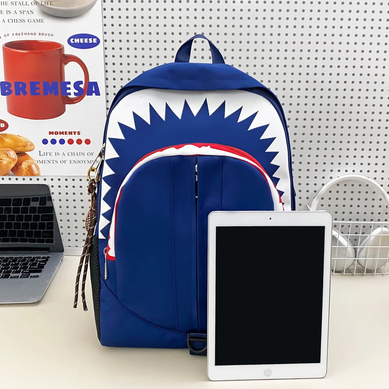 Luminous Shark Mouth Backpack | Large Capacity USB Laptop Bag