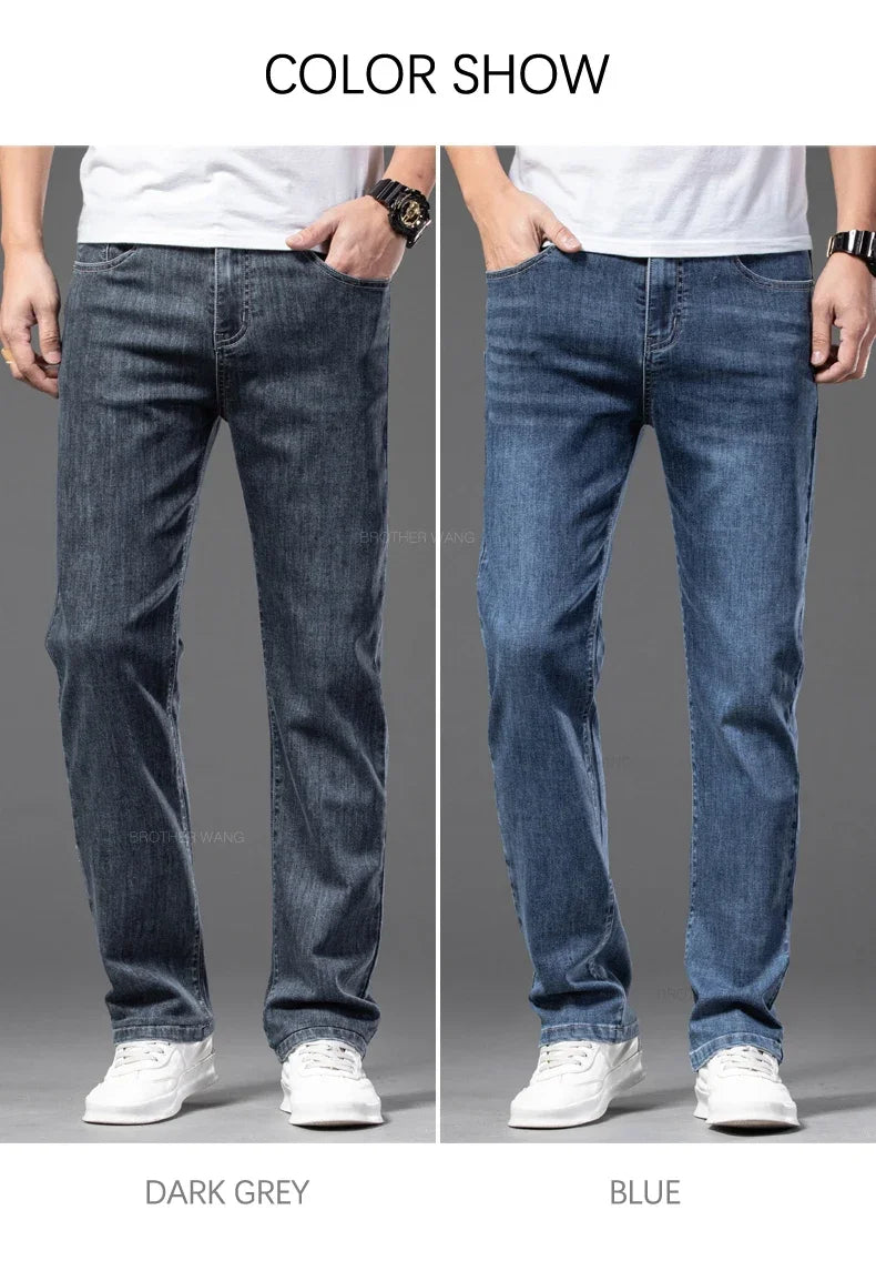 Men's Casual Loose-Fit Straight Jeans | Comfortable Everyday Denim