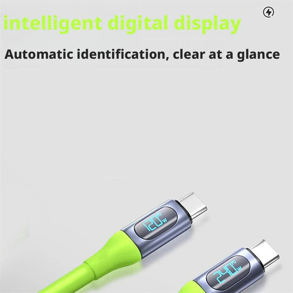 100W USB Type C Cable | Fast Charging Data Cord with LED Display