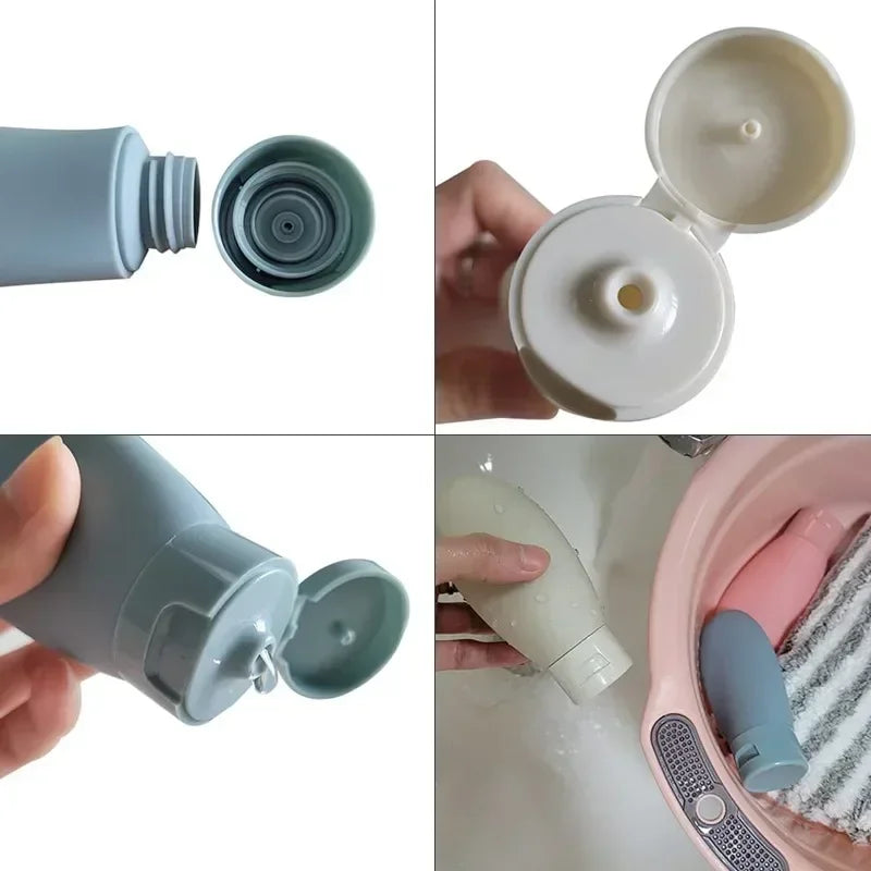 Travel Refillable Cosmetic Containers Set | 60ML Squeeze Bottles