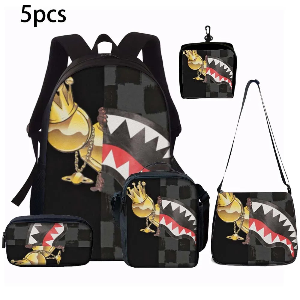Trendy Shark Graphic Backpack Set | Ideal for School & Adventures