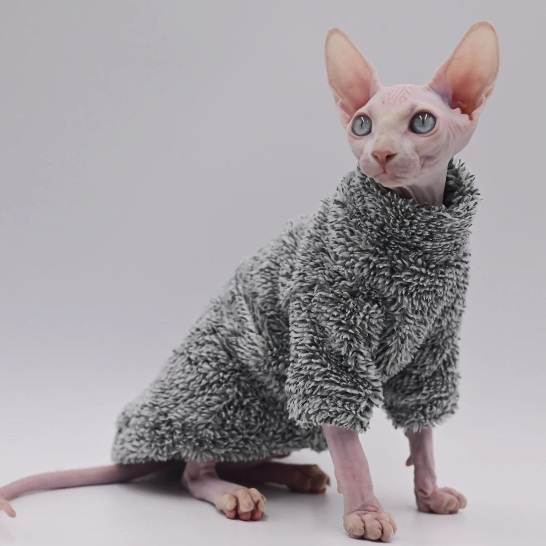 Ropa de camuflaje cálida de invierno para gatos sin pelo | Sudaderas con capucha cómodas