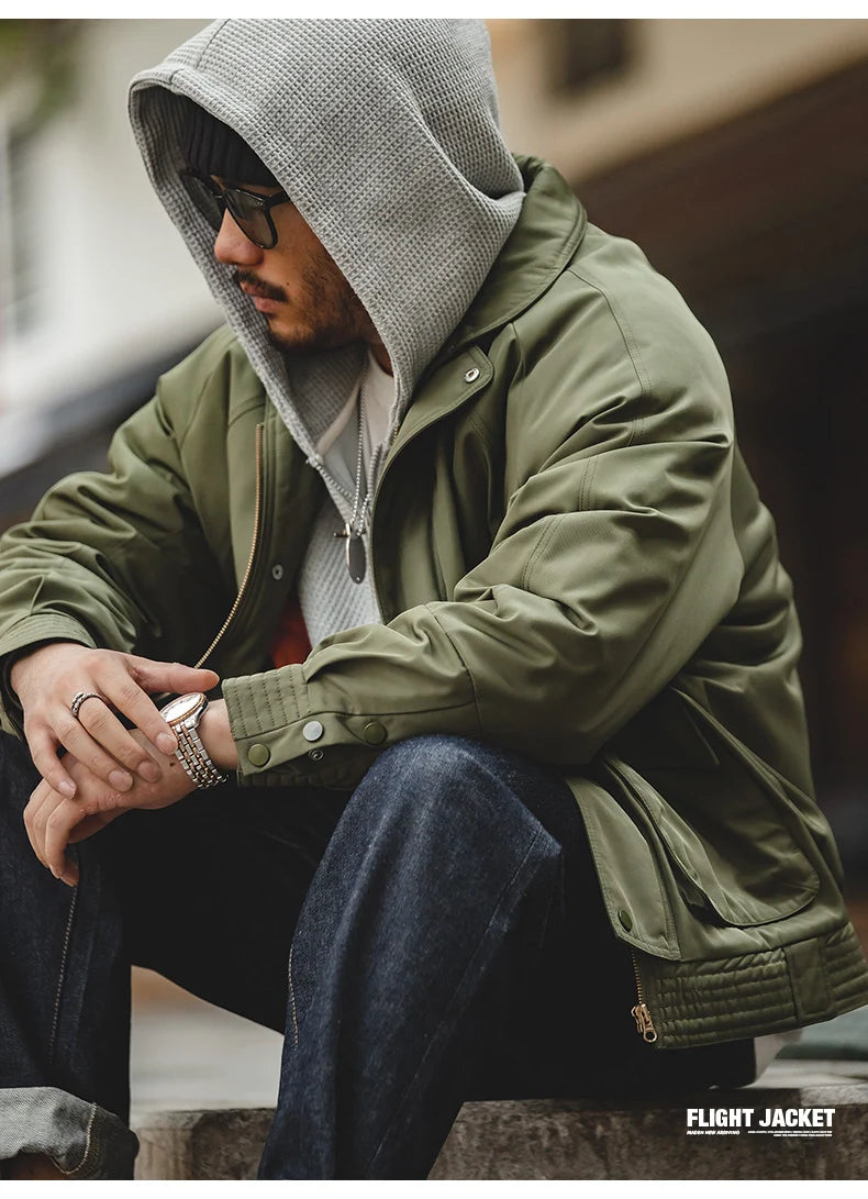 Men's Vintage Pilot Jacket | Thick Warm Cotton Bomber for Winter