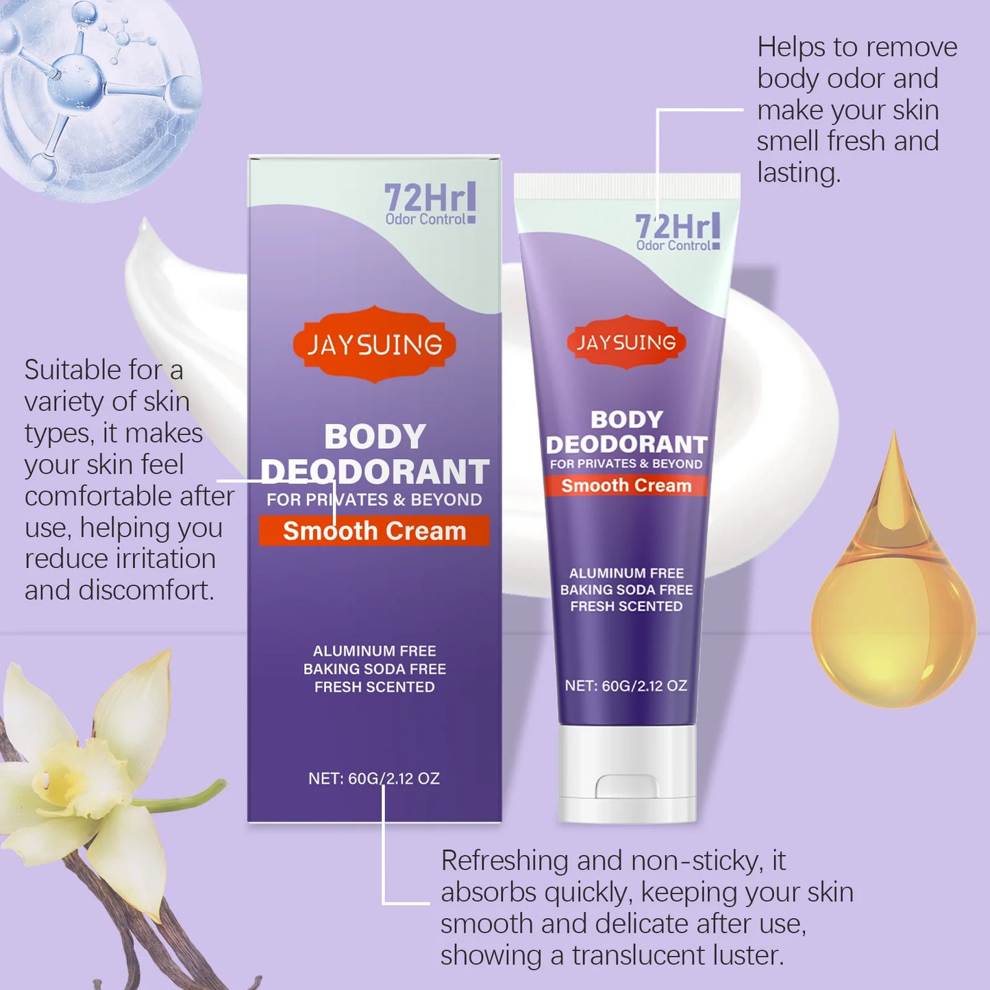 Whole Body Deodorant Cream | Lasting Odor Protection & Refreshing Aroma