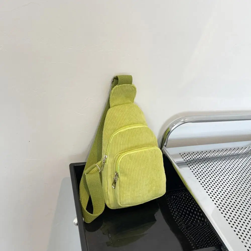 Solid Color Corduroy Chest Bag | Stylish Crossbody Schoolbag