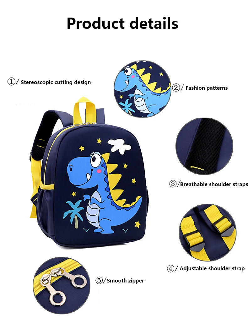 Cute Cartoon Dinosaur Baby Backpack | Adjustable Kids Schoolbag