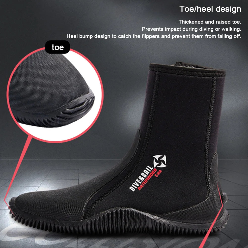 Unisex 5MM Neoprene Diving Boots | Waterproof Snorkeling Water Shoes