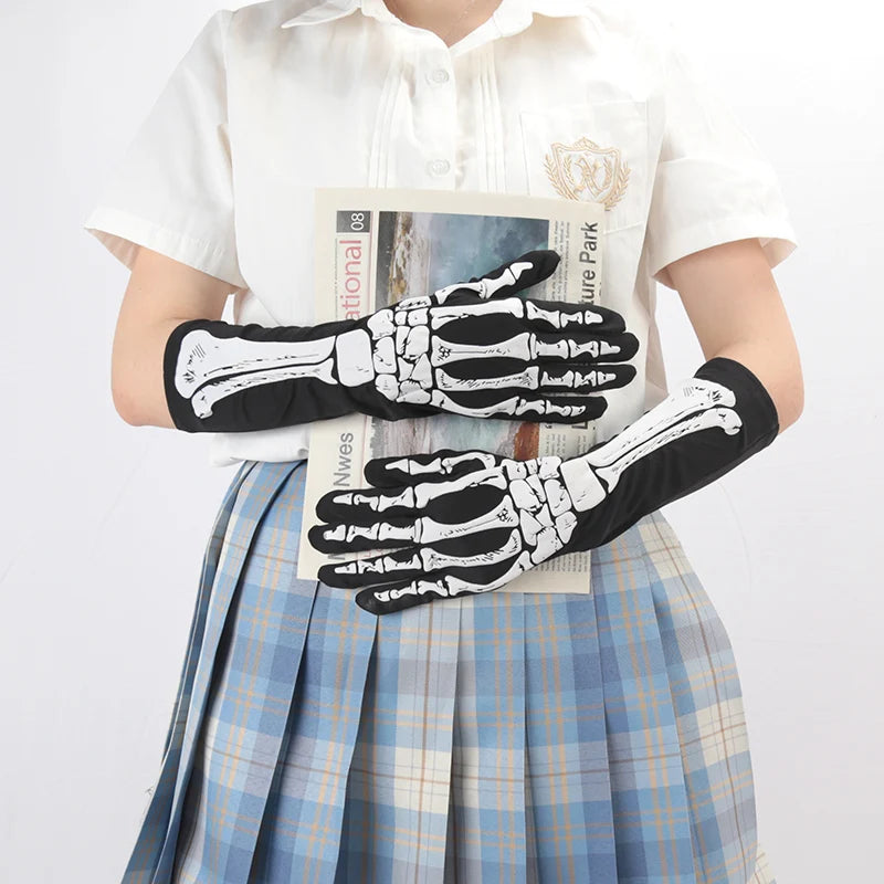 Black Punk Fingerless Gloves | Gothic Skeleton Style Accessories