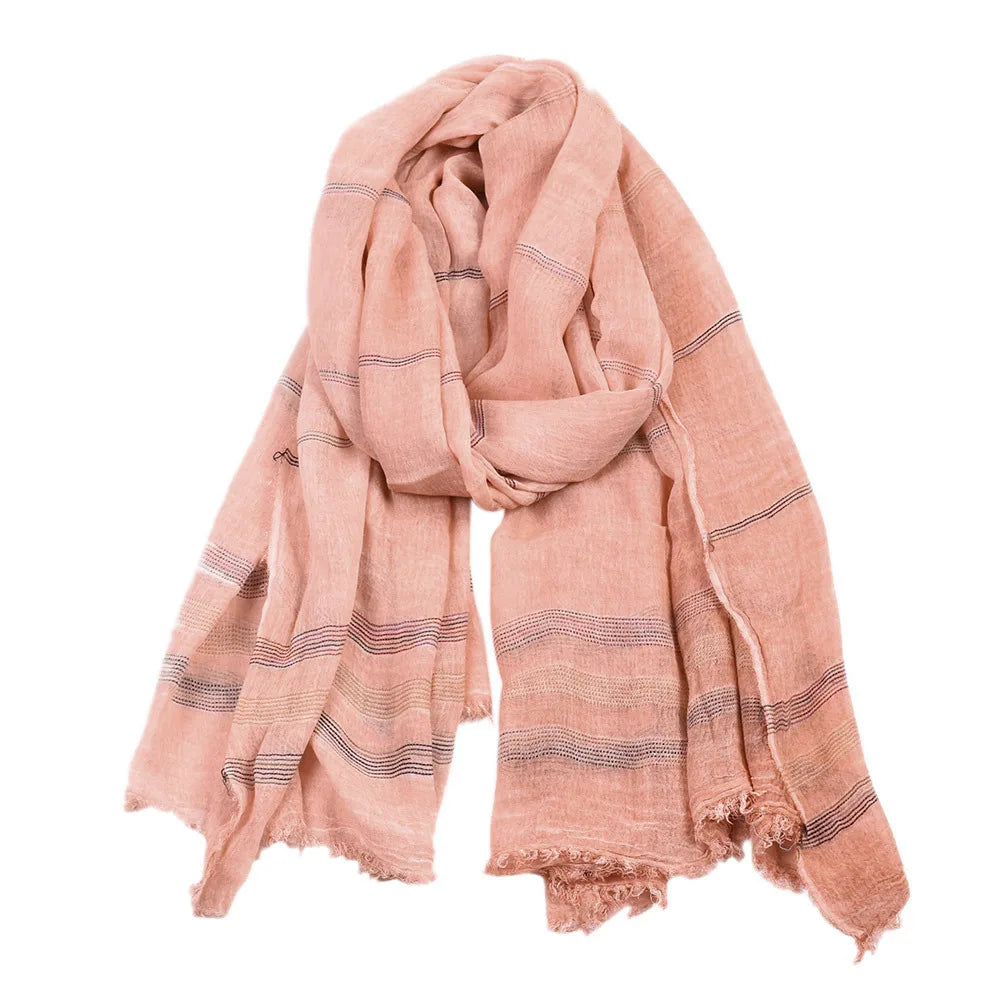 Men's Green Cotton Linen Scarf | Warm Autumn Winter Accessory