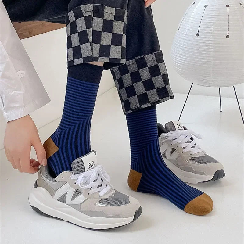 Multicolor Striped Casual Crew Socks for Women | Stylish Comfort