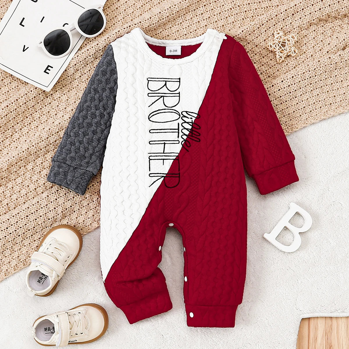 Stylish Baby Romper with 'BROTHER' Design | Cozy Warm Outfit