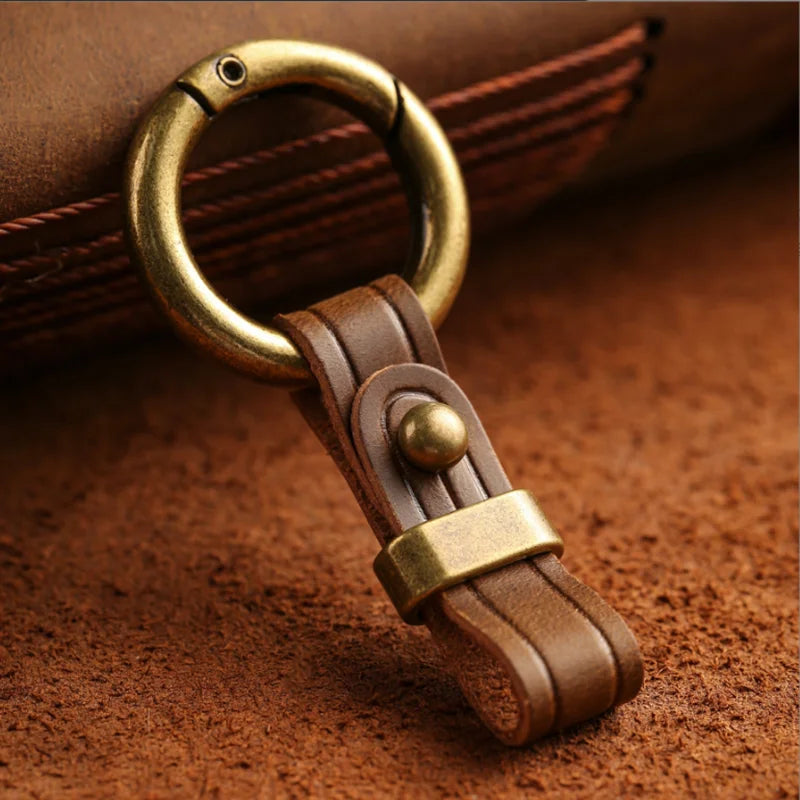 Luxury Leather Car Keychain Metal Buckle Key Ring Accessory Gift