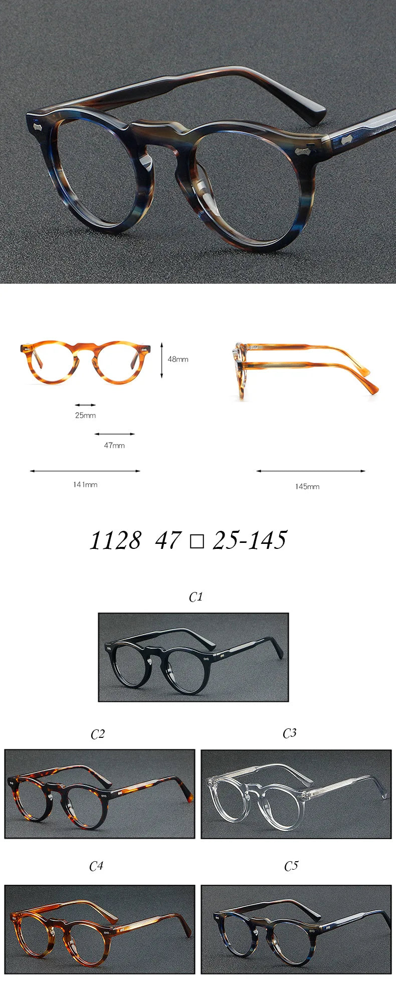 Personalized Retro Round Frame Anti Blue Light Glasses - 2026