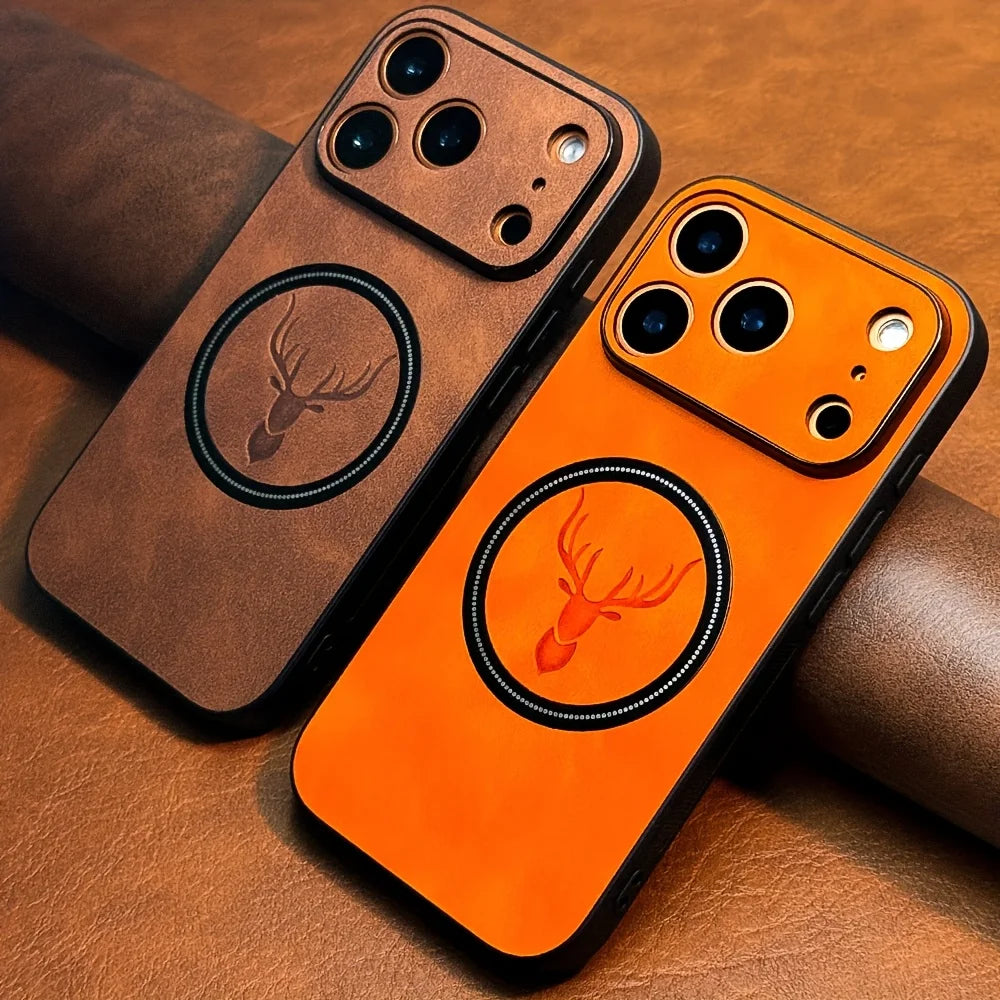 Luxury PU Leather Deer Case for Multiple iPhone Models
