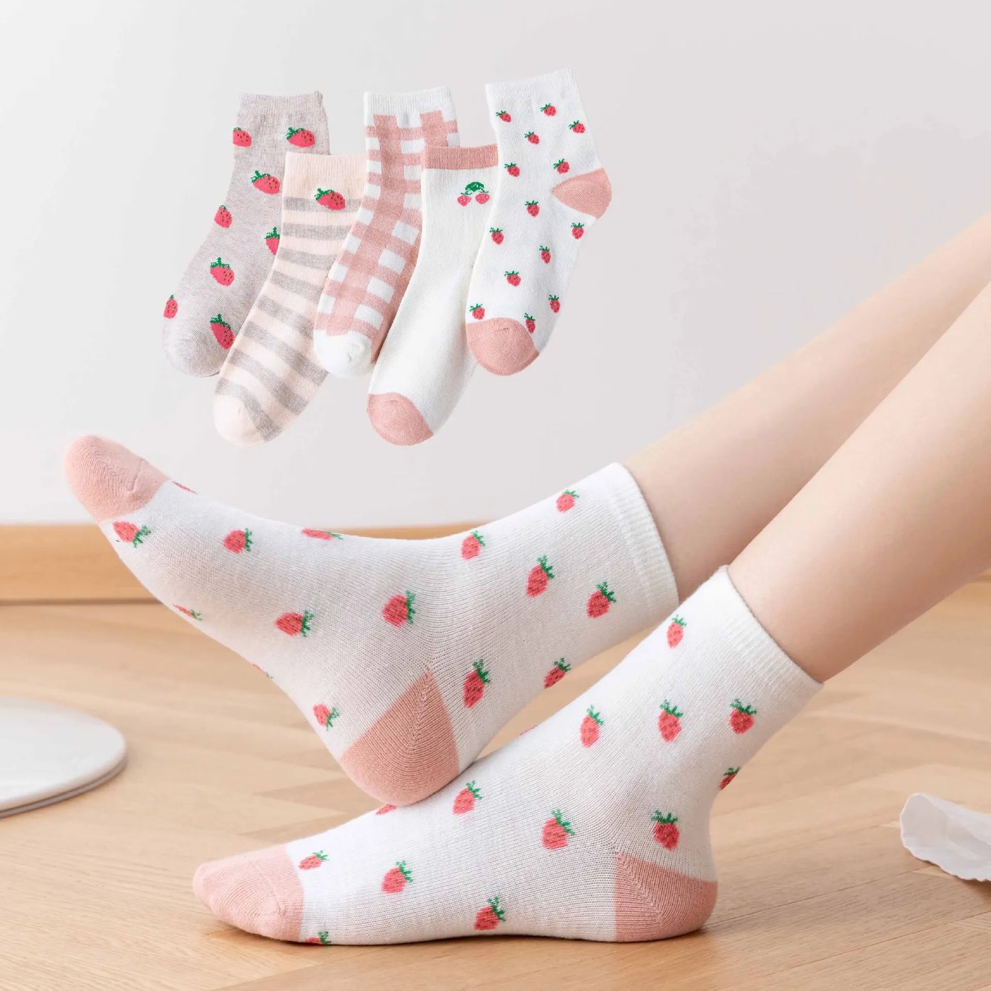 Cute Women Fruit Print Socks Set | Kawaii Casual Accessories