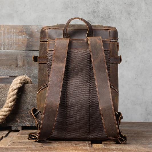 Vintage Genuine Leather Backpack | Stylish Outdoor Travel Bag