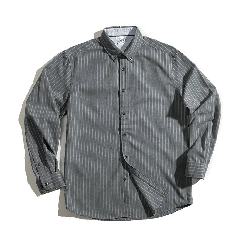 Men's Retro Vertical Stripe Long Sleeve Casual Shirt | Stylish Tops