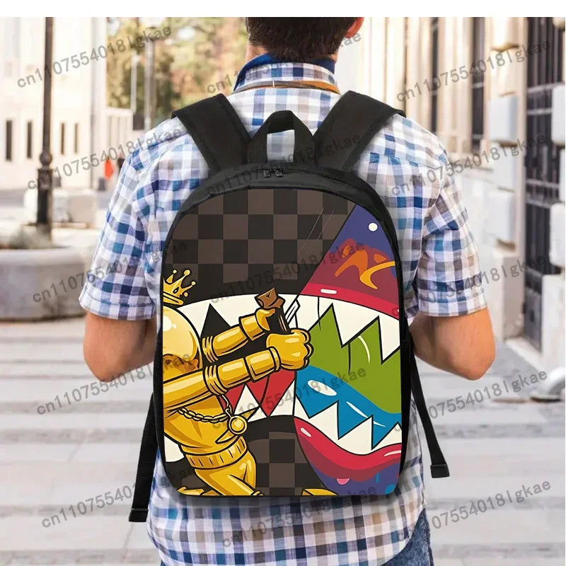 3pcs Crocodile Mouth Print Backpack Set | Lightweight Travel Bags