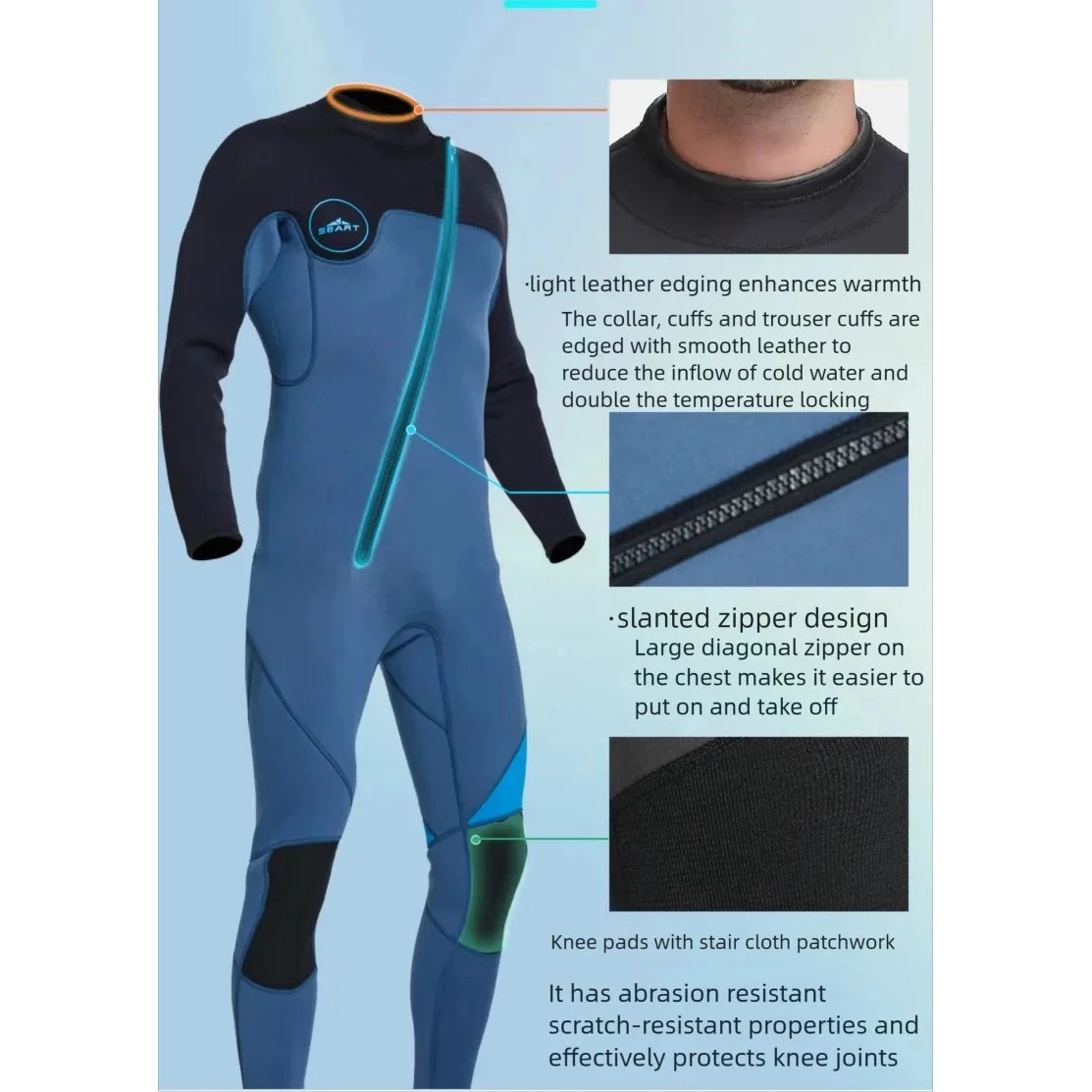 3mm Neoprene Full Sleeve Wetsuit for Men | Perfect for Water Sports