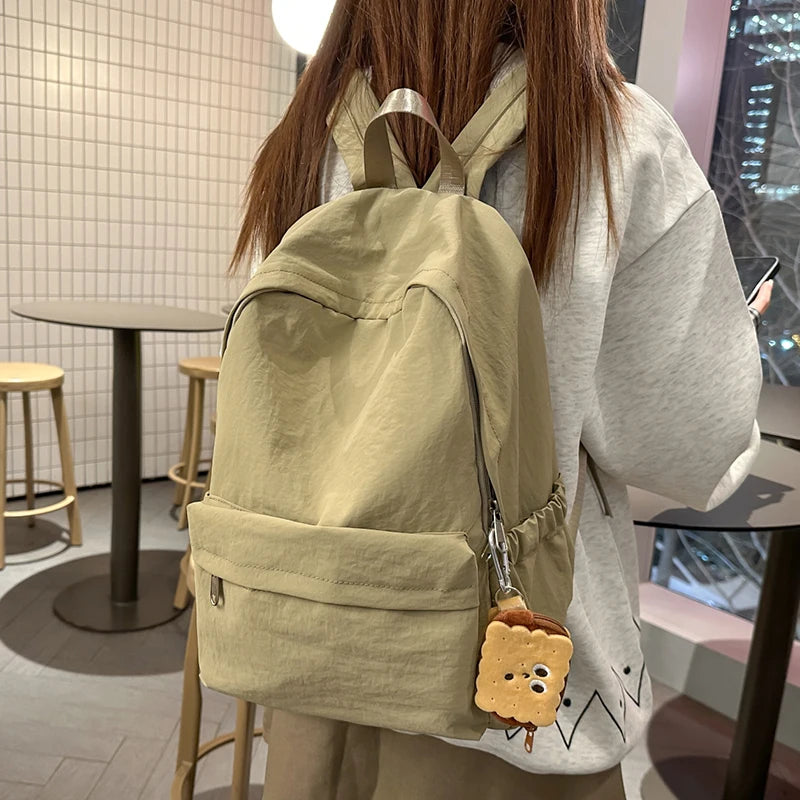 Versatile Solid Color Backpack | Large Capacity Daily Use