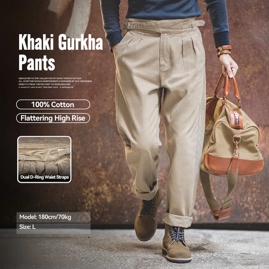 Pantalones Cargo Caqui de Hombre de Cintura Alta | Pantalones Rectos Cómodos