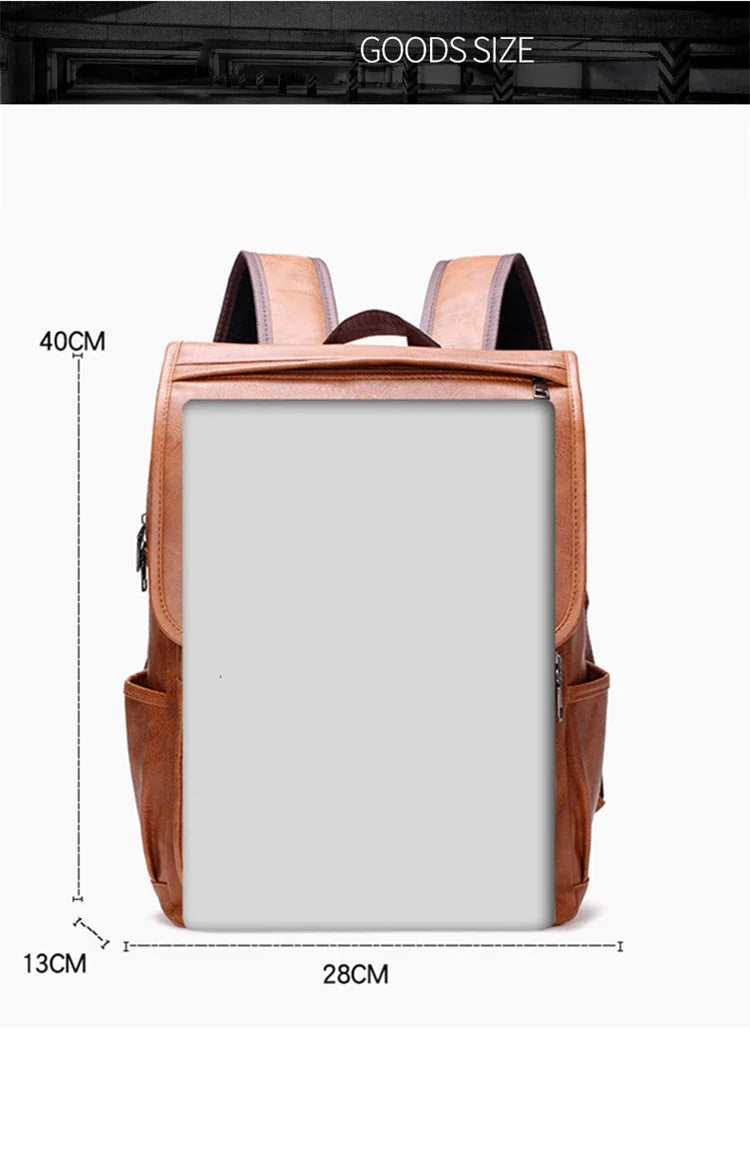Large Capacity Vintage Men's Backpack | Stylish PU Leather Bag