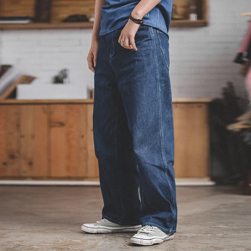 Men's Retro Wide Leg Denim Pants | Oversize Loose Fitting Style