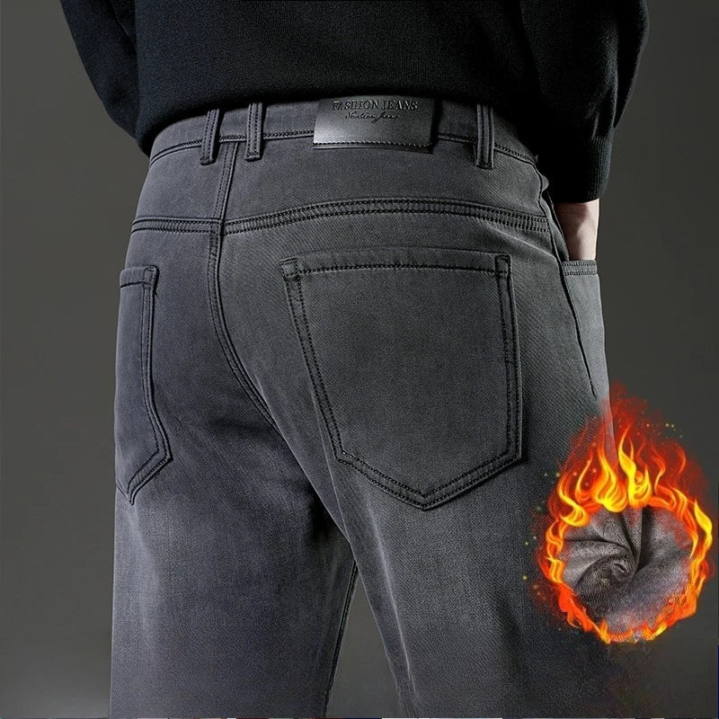 Men's Winter Jeans | Thick Plush Velvet Denim Pants for Comfort