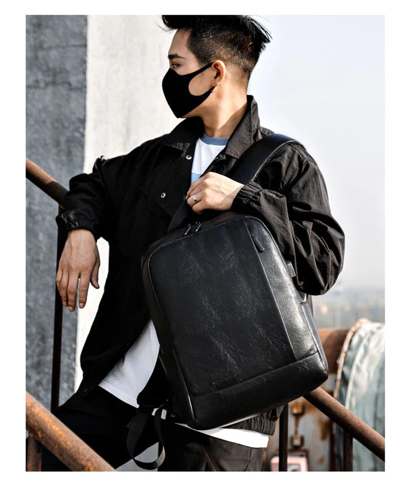 Men's Executive PU Leather Backpack | Stylish Office & Travel Bag