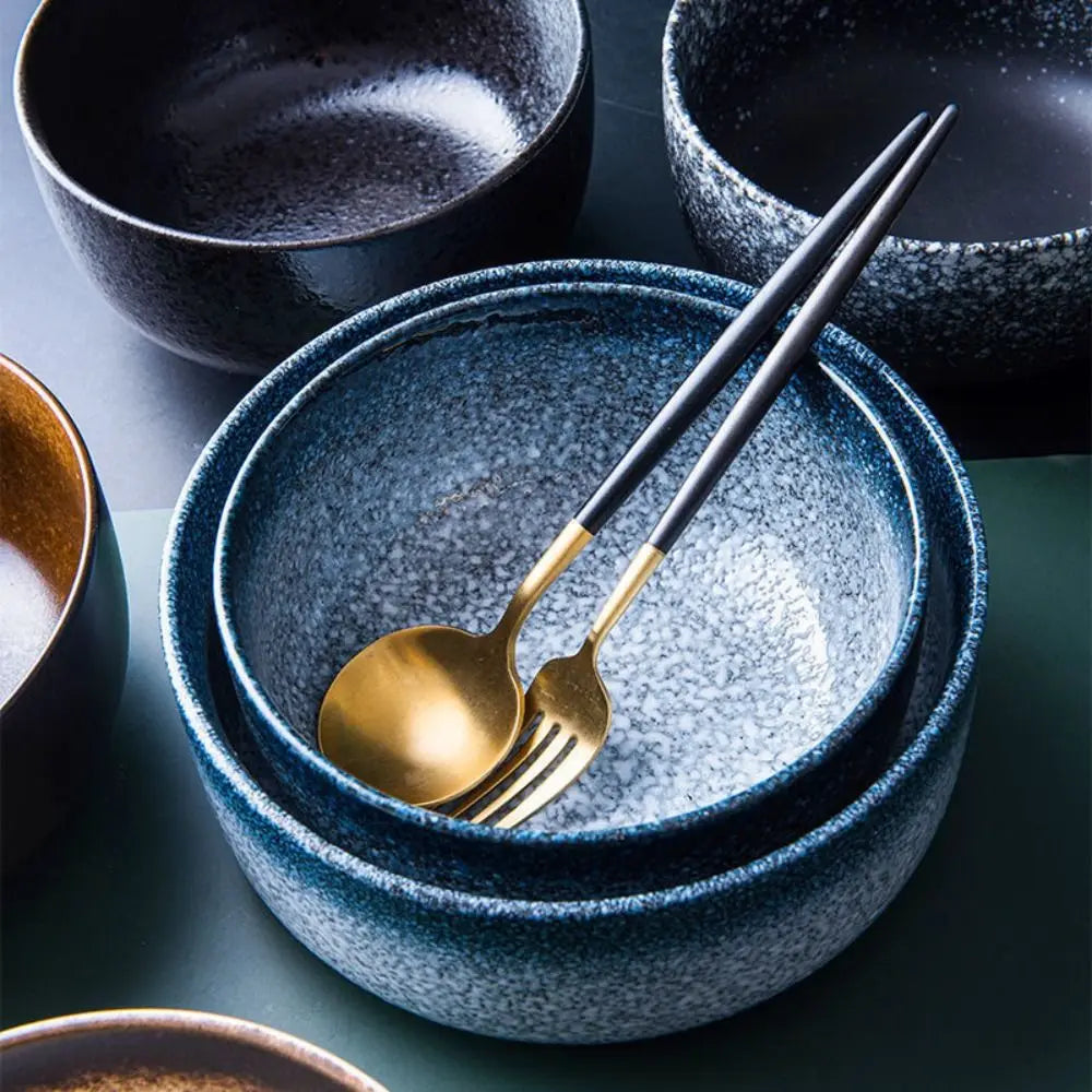 Cuenco de cerámica multifuncional estilo japonés para ramen | Cena elegante