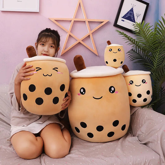 Large Milk Tea Plush Pillow | Adorable Stuffed Boba Toy for Kids