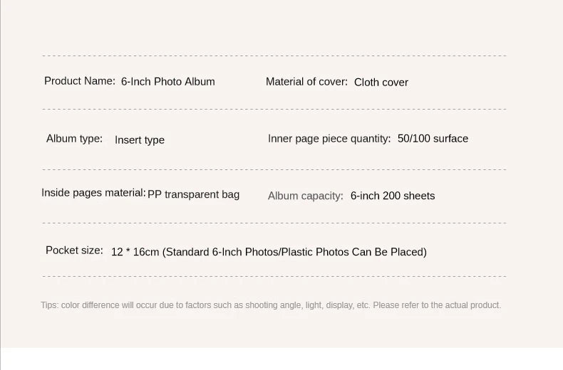 200pcs 6-inch Fabric Photo Album | Large Capacity Family Keepsake
